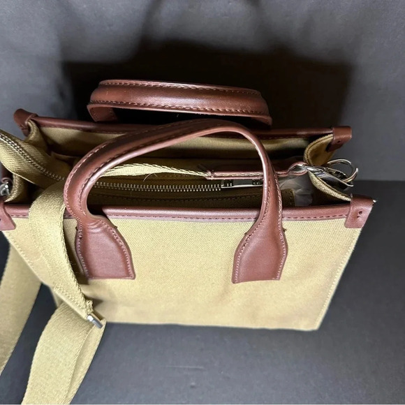 Zara Handbag Cloth Khaki - Picture 2 of 10